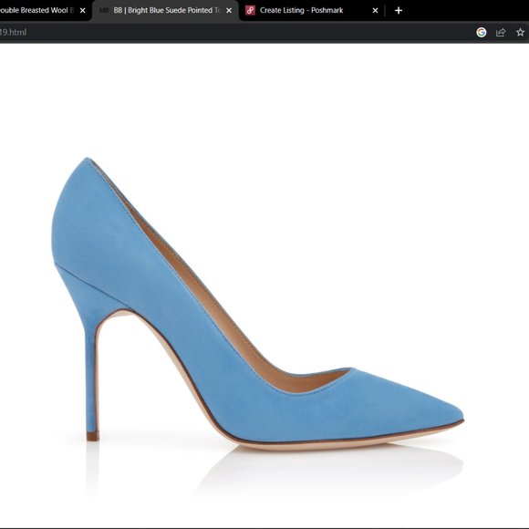 Bright Blue Suede Pointed Toe Pumps - Picture 2 of 3
